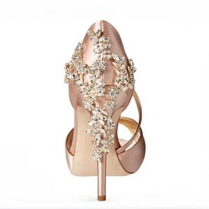 Badgley Mischka Fame Stiletto Crystal Embellished Heel Sandal Soft Blush…